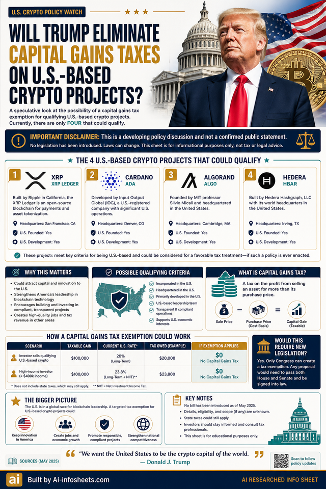 Potential Capital Gains Tax Exemption for 4 US-Based Crypto Projects