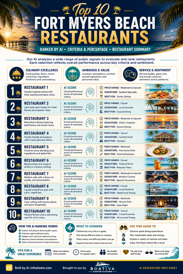 Top 10 Fort Myers Beach Restaurants Ranked by AI Score