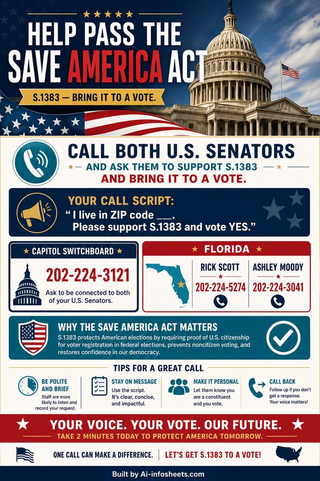 Urge Your Senators to Support the SAVE America Act (S.1383)